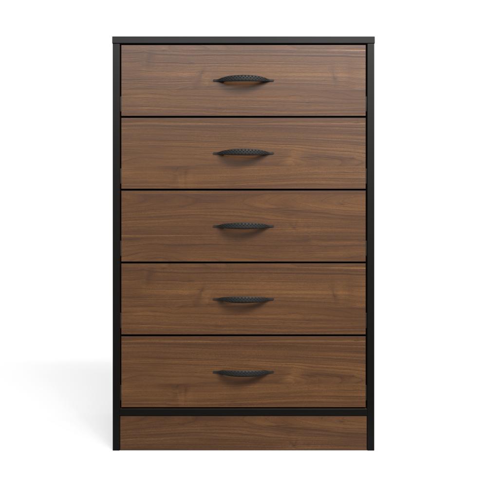 Foundation Tall Boy Chest of Drawers Brown Walnut-zoom-1