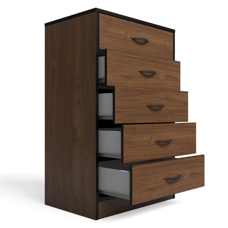 Foundation Tall Boy Chest of Drawers Brown Walnut-zoom-
