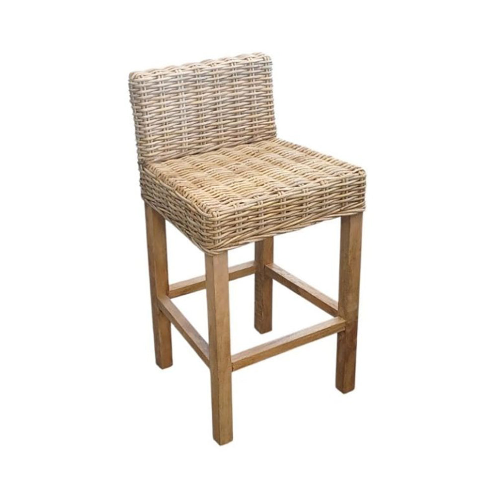 Wicker bar stool on a white background