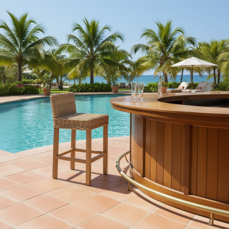 Croco Bar Chair 65mm Kubu Rattan and Mango Wood Frame-zoom-