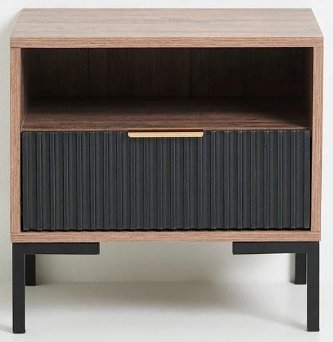 Carrie Oak With Black Drawers Pedestal