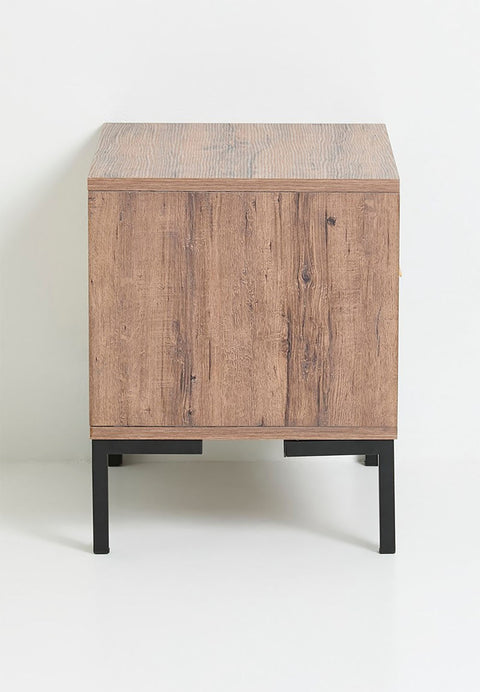 Carrie Oak With Black Drawers Pedestal