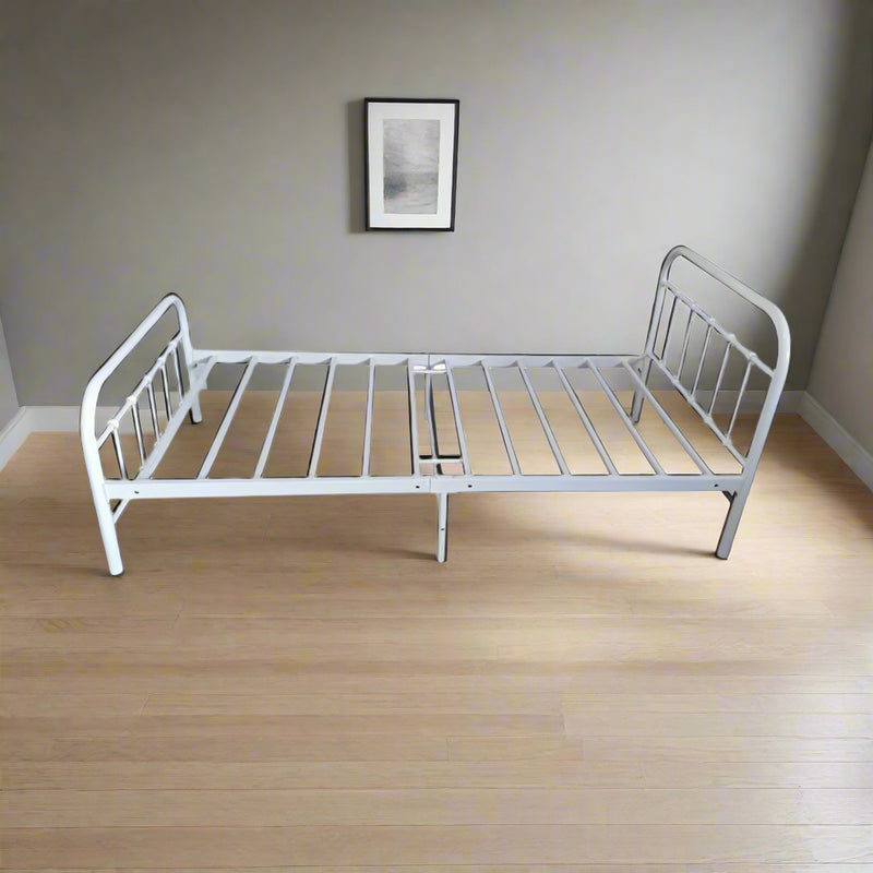 Coral Single Bed White Metal Frame-zoom-