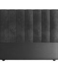 Black upholstered headboard with a modern design on a white background