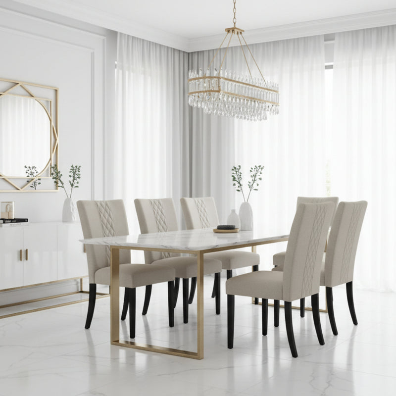 Derby Dining Chair Fabric Beige-zoom-