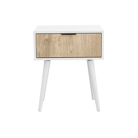 Finn Oak Contrast Drawer White Cone Legs Pedestal