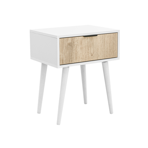 Finn Oak Contrast Drawer White Cone Legs Pedestal