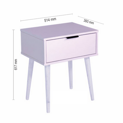 Finn White Contrast Drawer White Cone Legs Pedestal