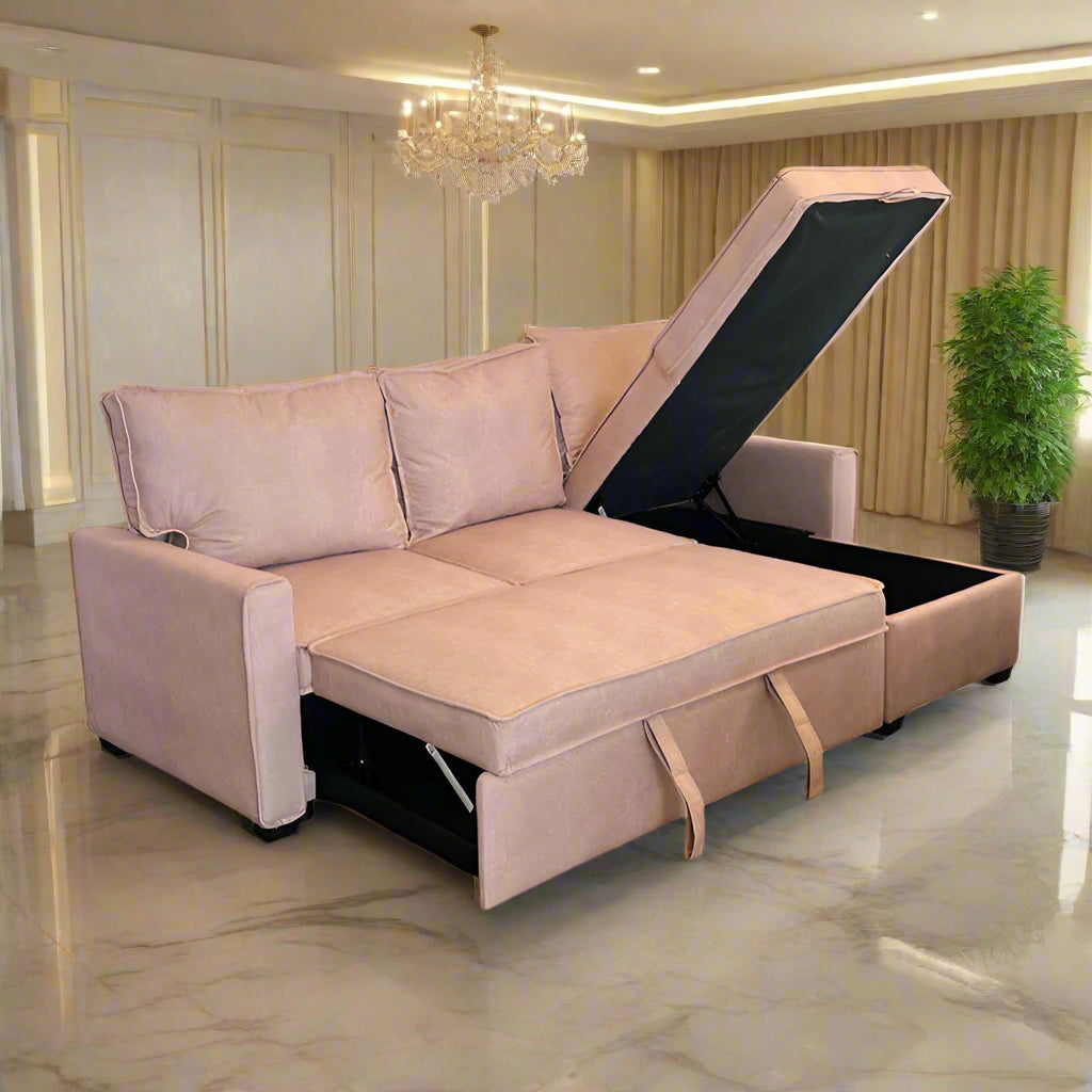 Hannah Sleeper Couch Pull Out Storage Interchangeable Oyster Colour Seat-2