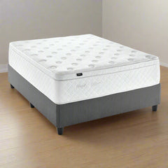 Mattress with gray fabric base on a white background