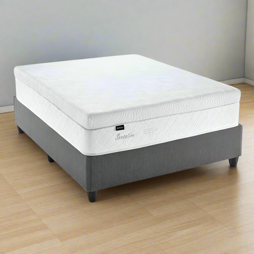Mattress with gray frame on a white background