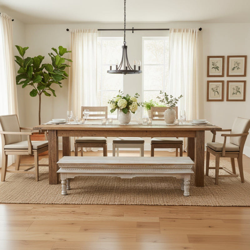 India French Dining Bench Mango Wood-zoom-