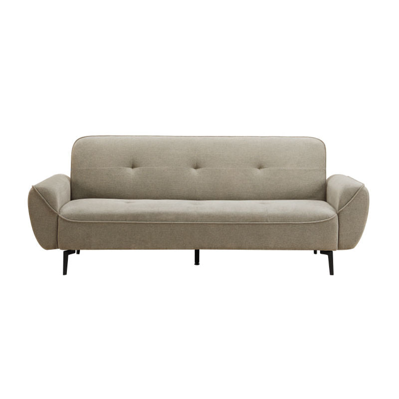 Kendall Sleeper Couch with Click Mechanism  Black Metal Leg Brown Fabric Sofa