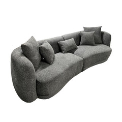 Kenzo 2Pce - 4 Seater Fabric 2 Tone Light Grey