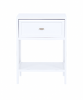 White nightstand with a drawer on a white background