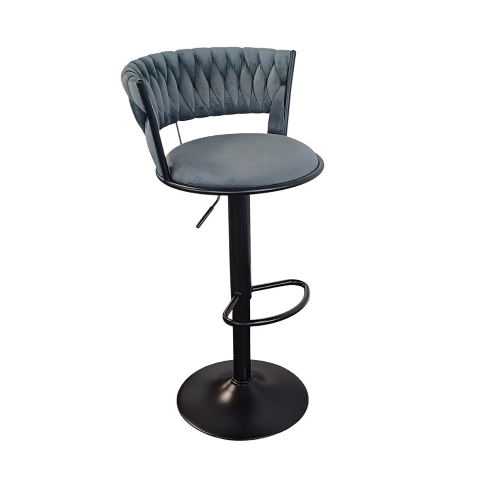 Onyx Bar Chair Grey Velvet Black Frame