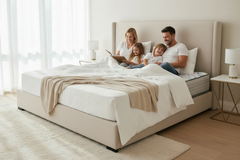 Mattress with 'The Beauty Sleep' logo on a white background