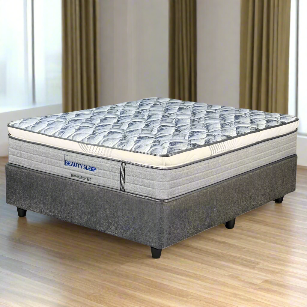 Mattress with 'Beauty Sleep' branding on a white background