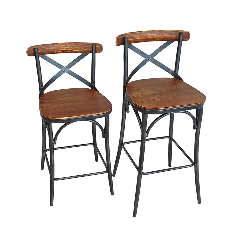 Rustic Bar Chair 65cm Metal/Pine
