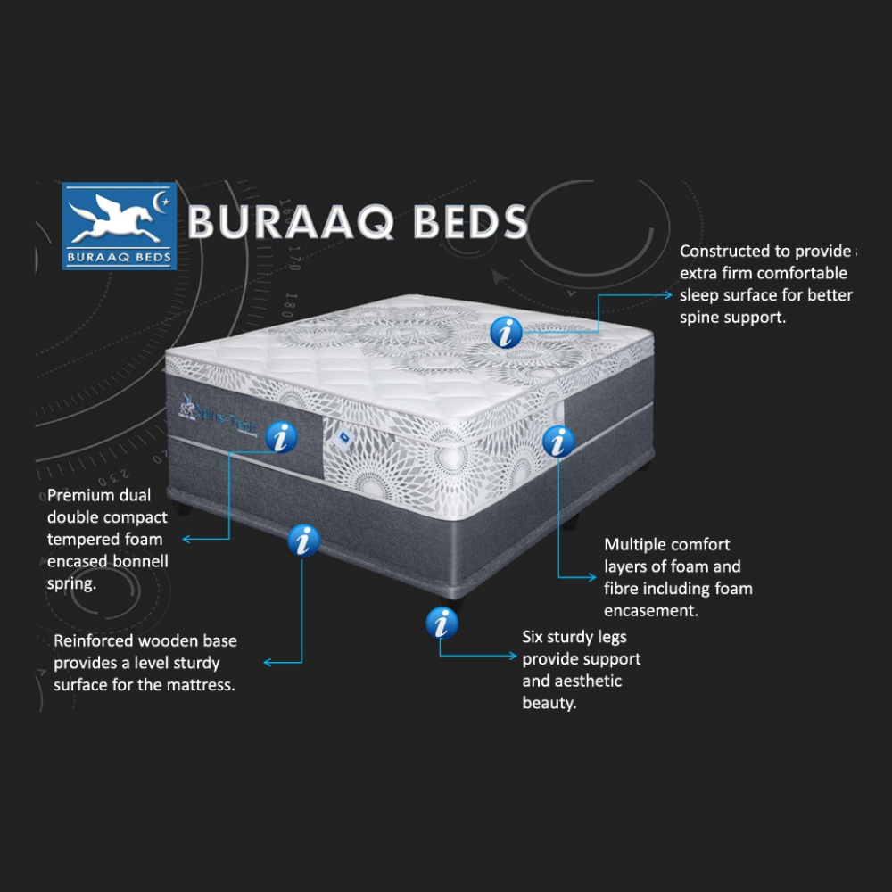 Buraaq Spine Tech Plush Queen Bed Set Standard Length