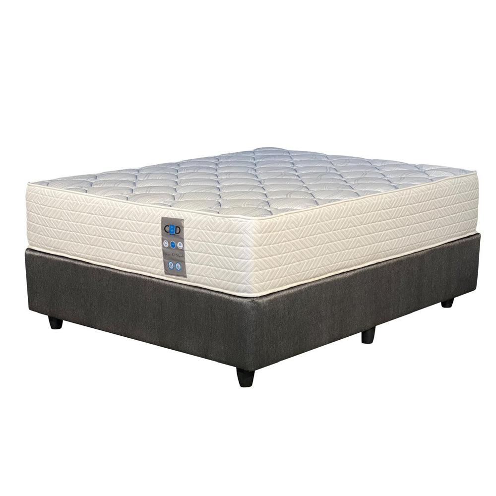 Mattress with a gray frame on a white background