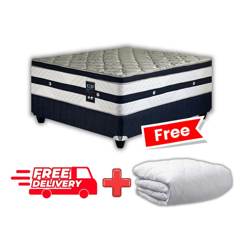 Striker Medium Feel Queen Bed Set Standard Length + FREE Mattress Protector & FREE Delivery