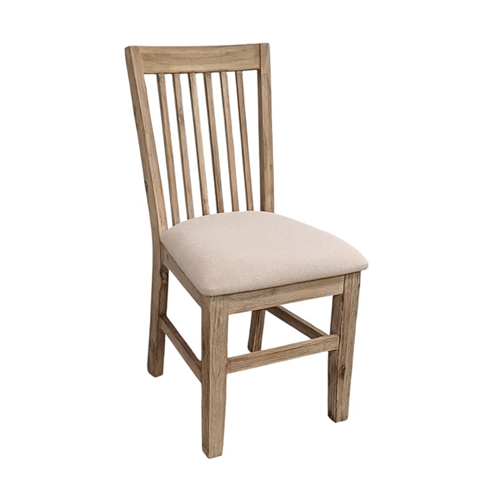Willowmore Dining Chiar with Light Fabric Seat
 Silver Wire Brushed Solid Acacia-1