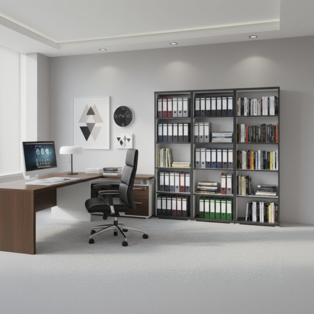 Bookshelf with four shelves on a white background