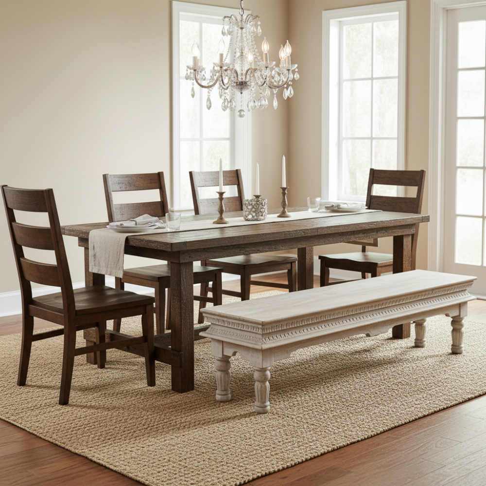 India French Dining Bench Mango Wood-zoom-3