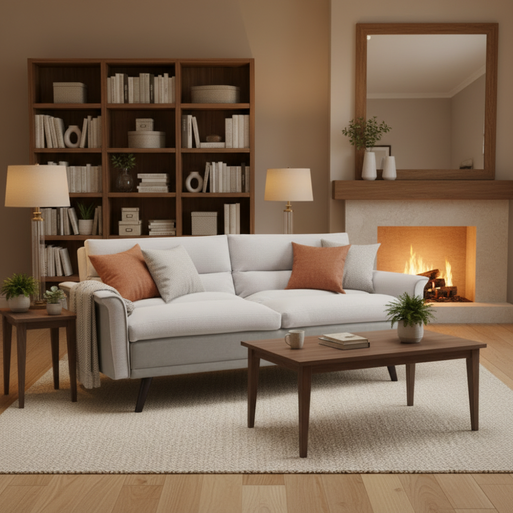 Gray sofa on a white background