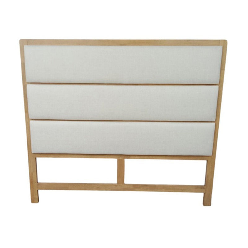Giselle Queen Head board Upholstered Beige Fabric & Rubberwood Frame-zoom-