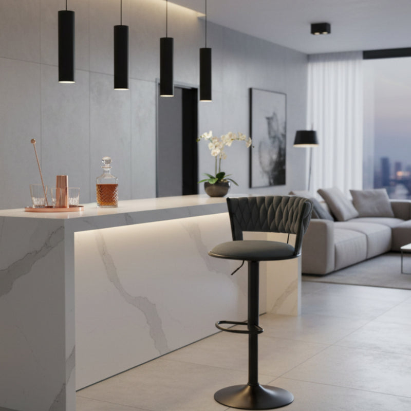 Onyx Bar Chair Grey Velvet Black Frame-zoom-