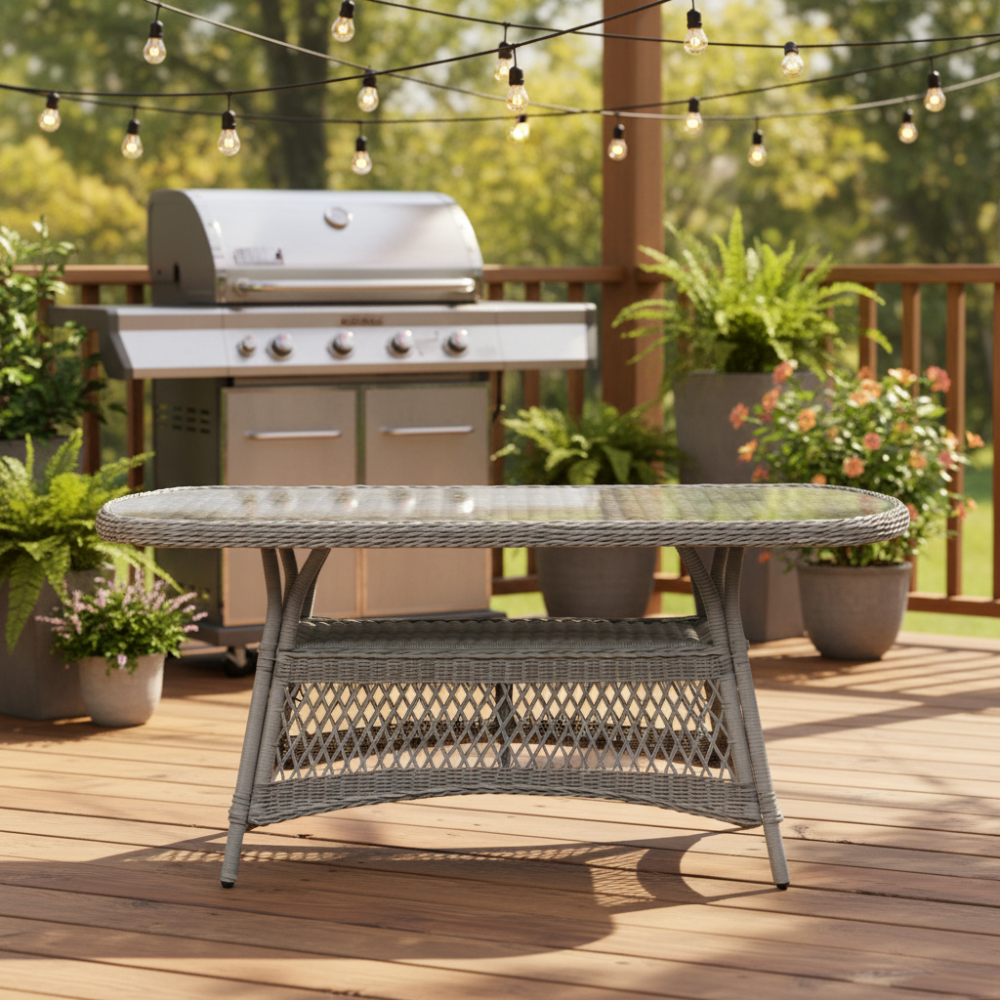 Sundby Patio Table - Poly Rattan Grey-zoom-2