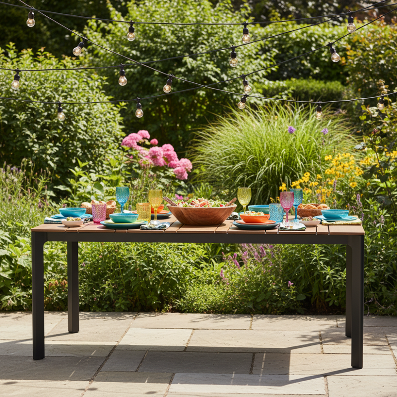Sundby Patio Table Alum/Poly Wood Top-zoom-