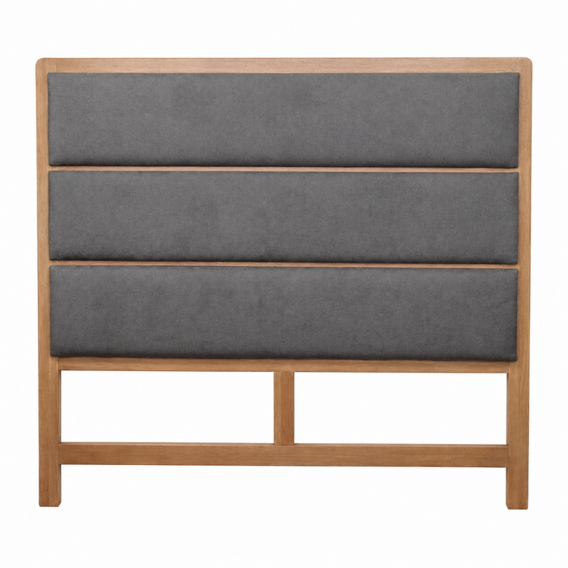 Giselle Queen Head board Upholstered Stone Fabric & Rubberwood Frame-zoom-