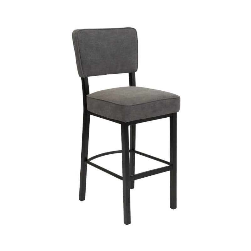 Kelly Bar chair 75cm Grey Fabric Black Steel Frame-zoom-