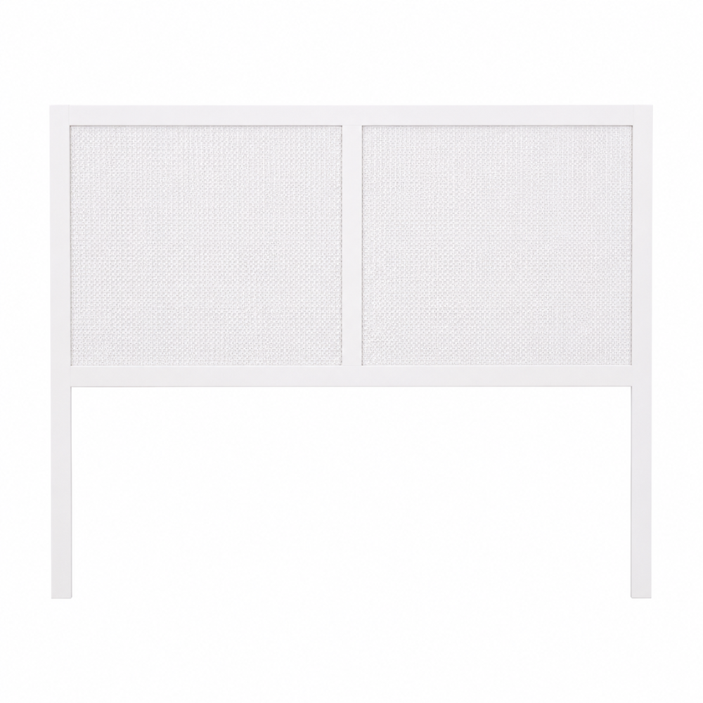 White headboard with mesh design on a white background