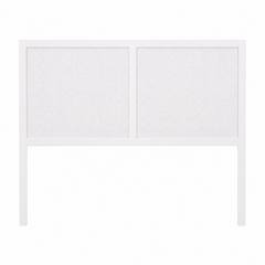 White headboard with mesh design on a white background