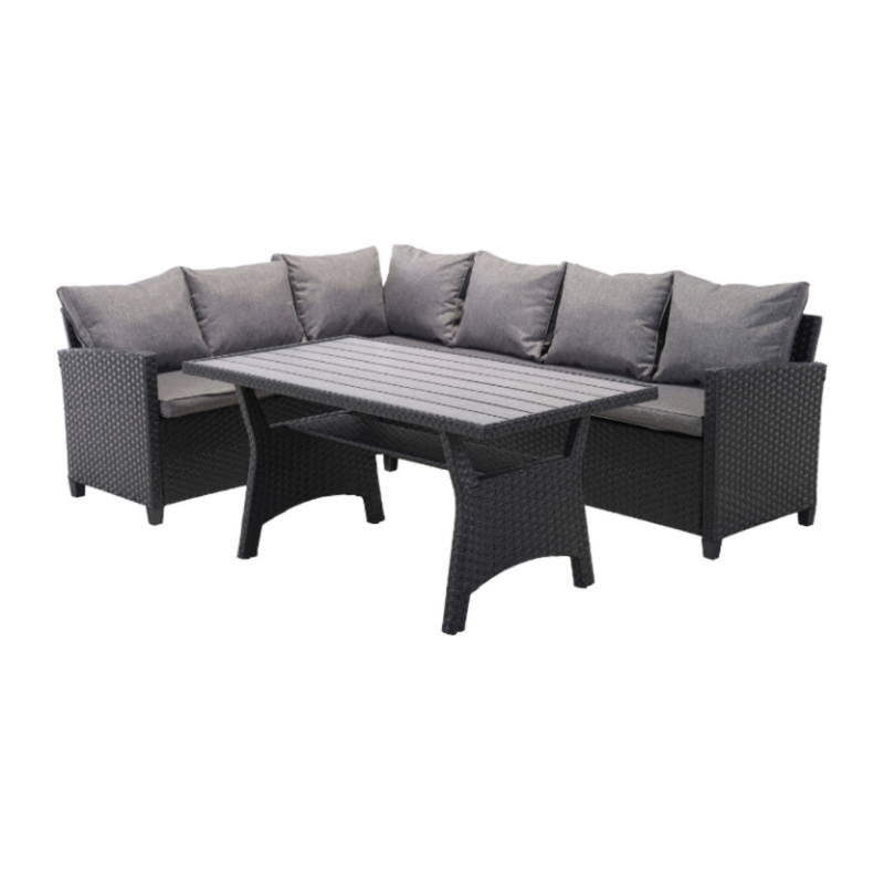 Terrace 3PCE Patio Set Polly Rattan - Black Table-zoom-