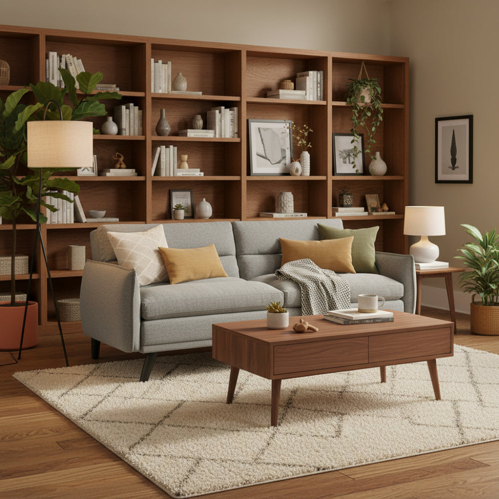 Gray sofa on a white background