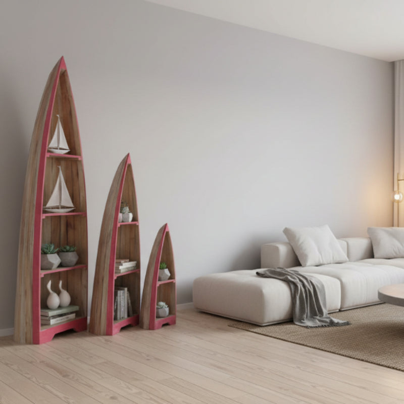 Rainer Bookshelf/Display Boat set of 3 - Mahogany Wood-zoom-