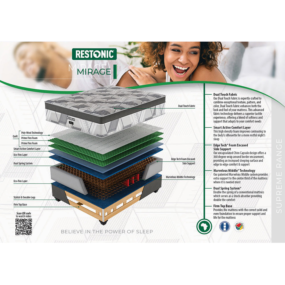 Restonic Mirage Medium Single Bed Set Extra Length-zoom-6