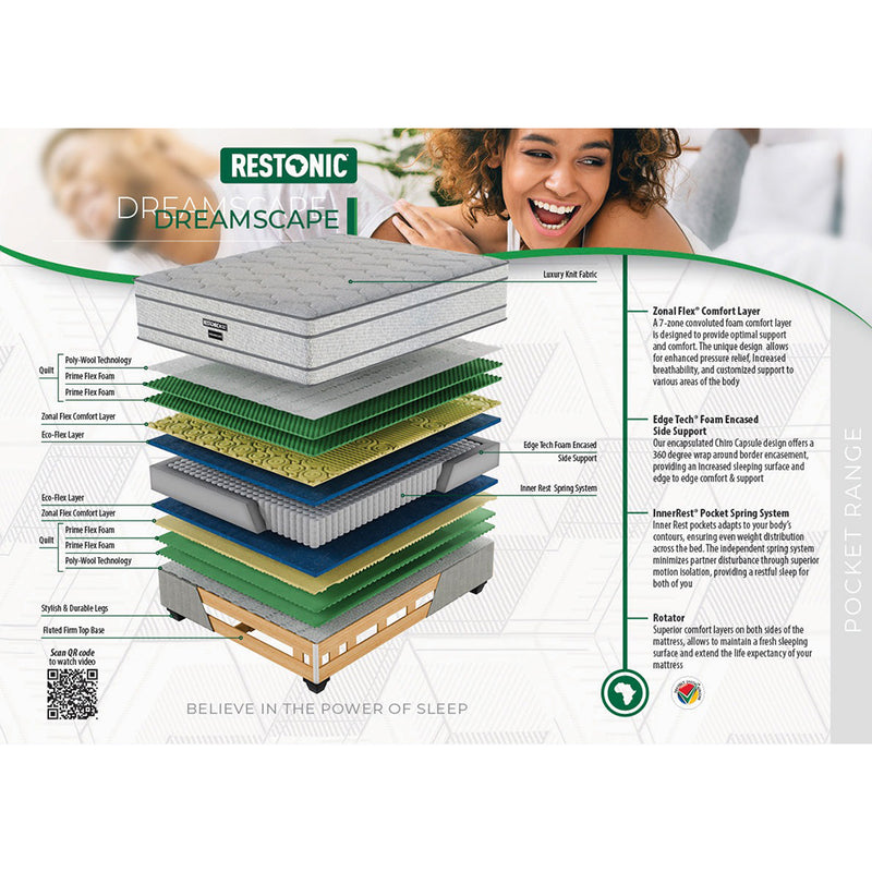 Restonic Dream Scape Medium Single Bed Set Extra Length-zoom-