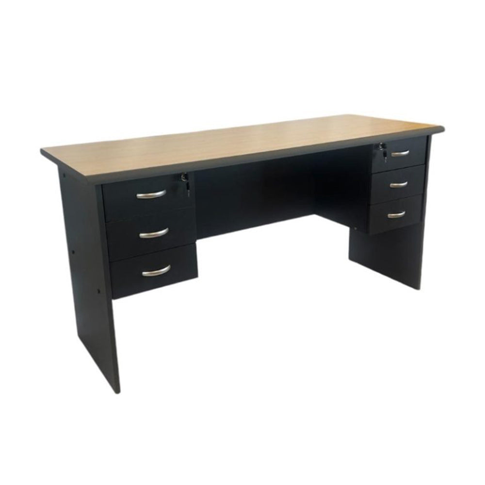 1.5M Student Writing Desk With Drawers Maple/Grey-zoom-1