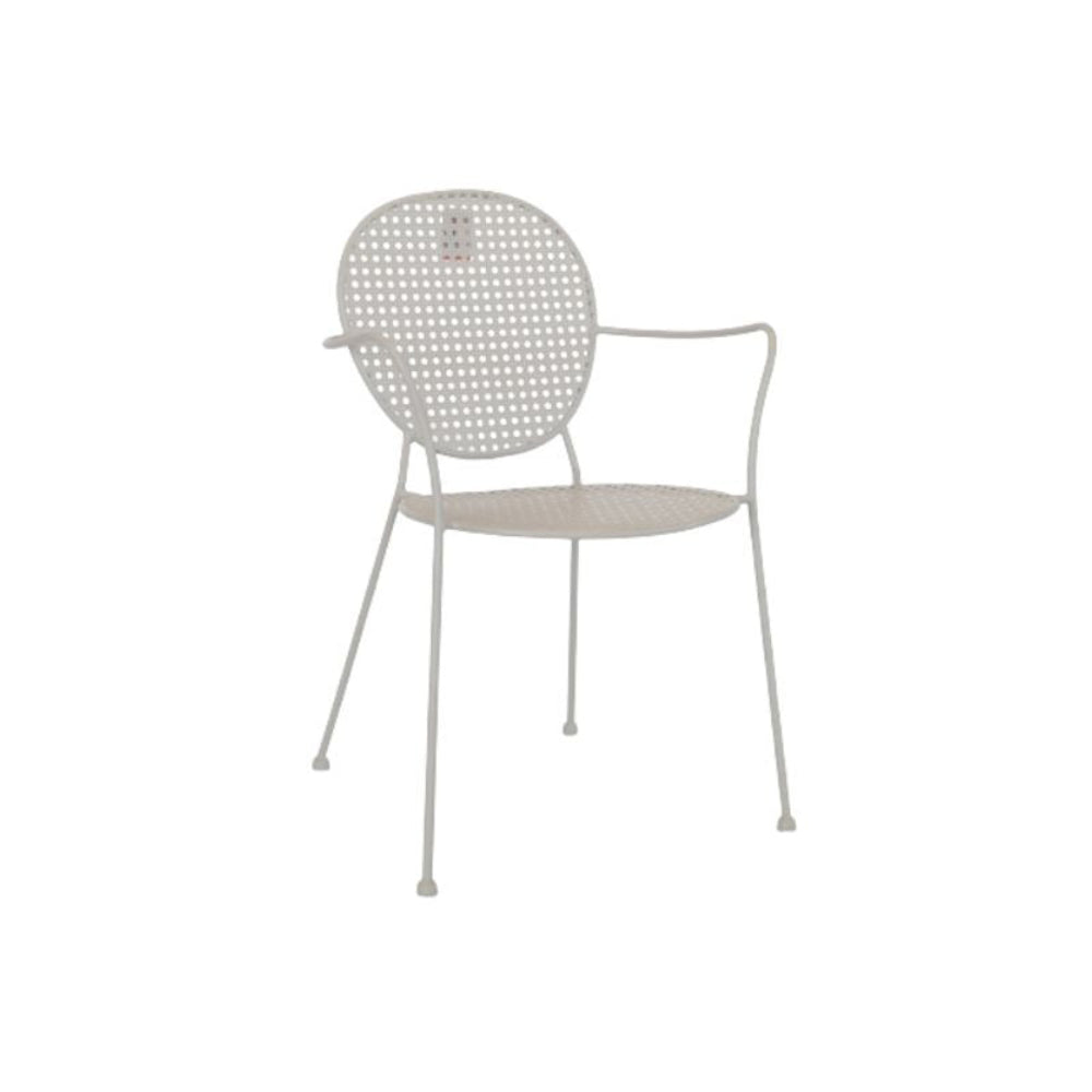 Modern chair with a perforated backrest on a white background