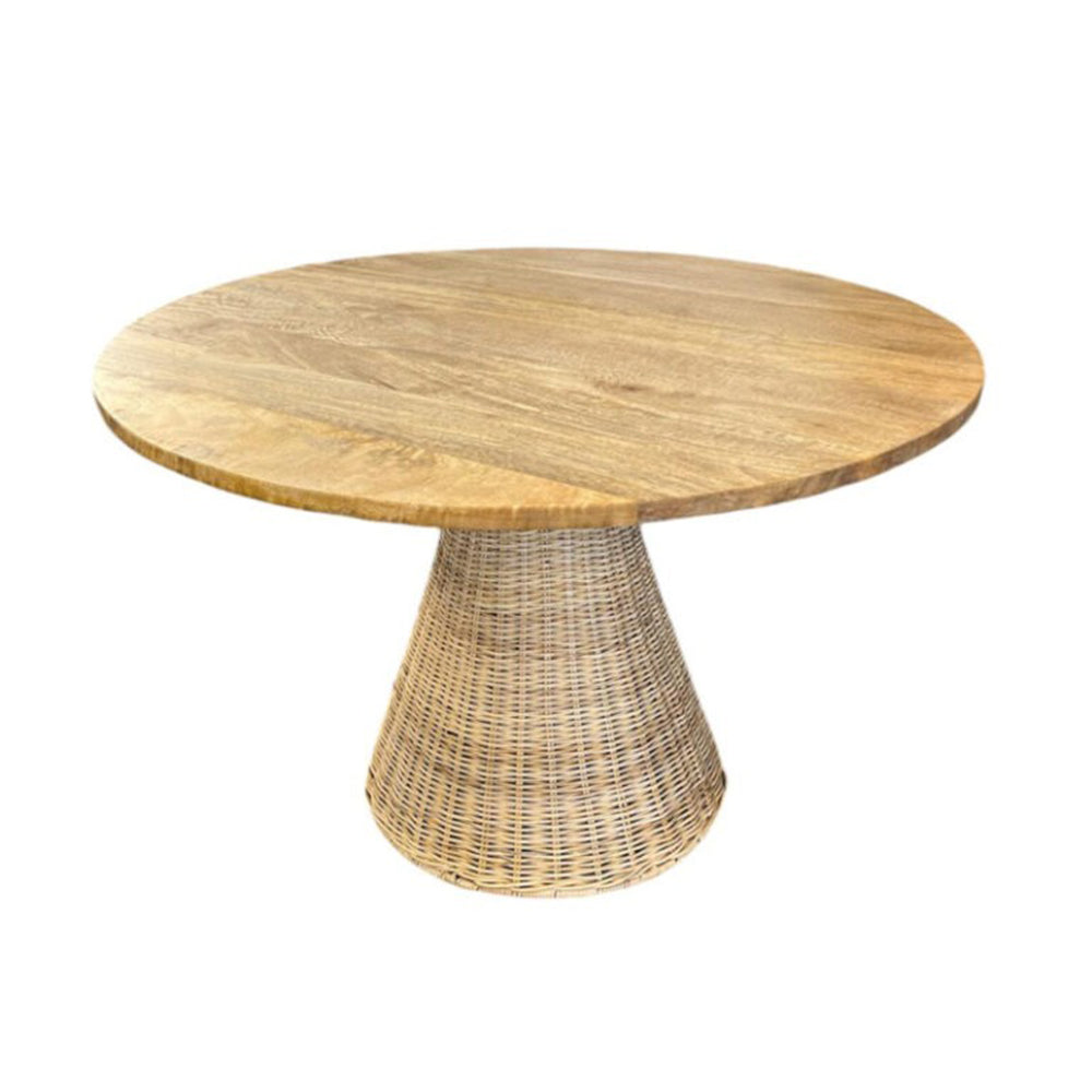 Barbados Coffee Table Rattan/ Mango Wood Top Round 800mm X H 500mm-zoom-1