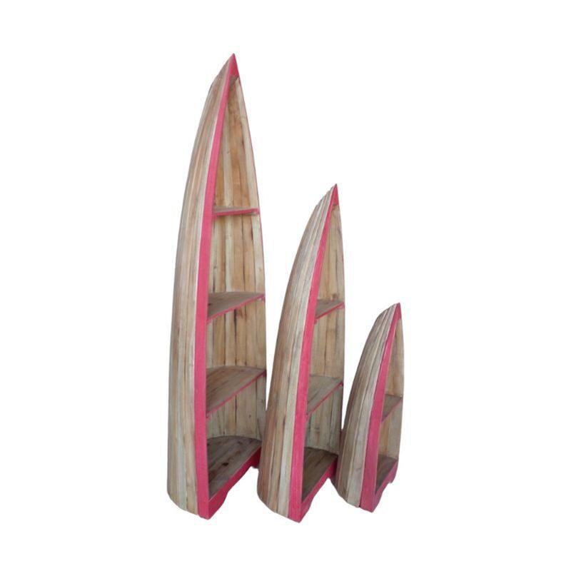 Rainer Bookshelf/Display Boat set of 3 - Mahogany Wood-zoom-