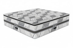 Gray and white mattress with geometric pattern on a white background