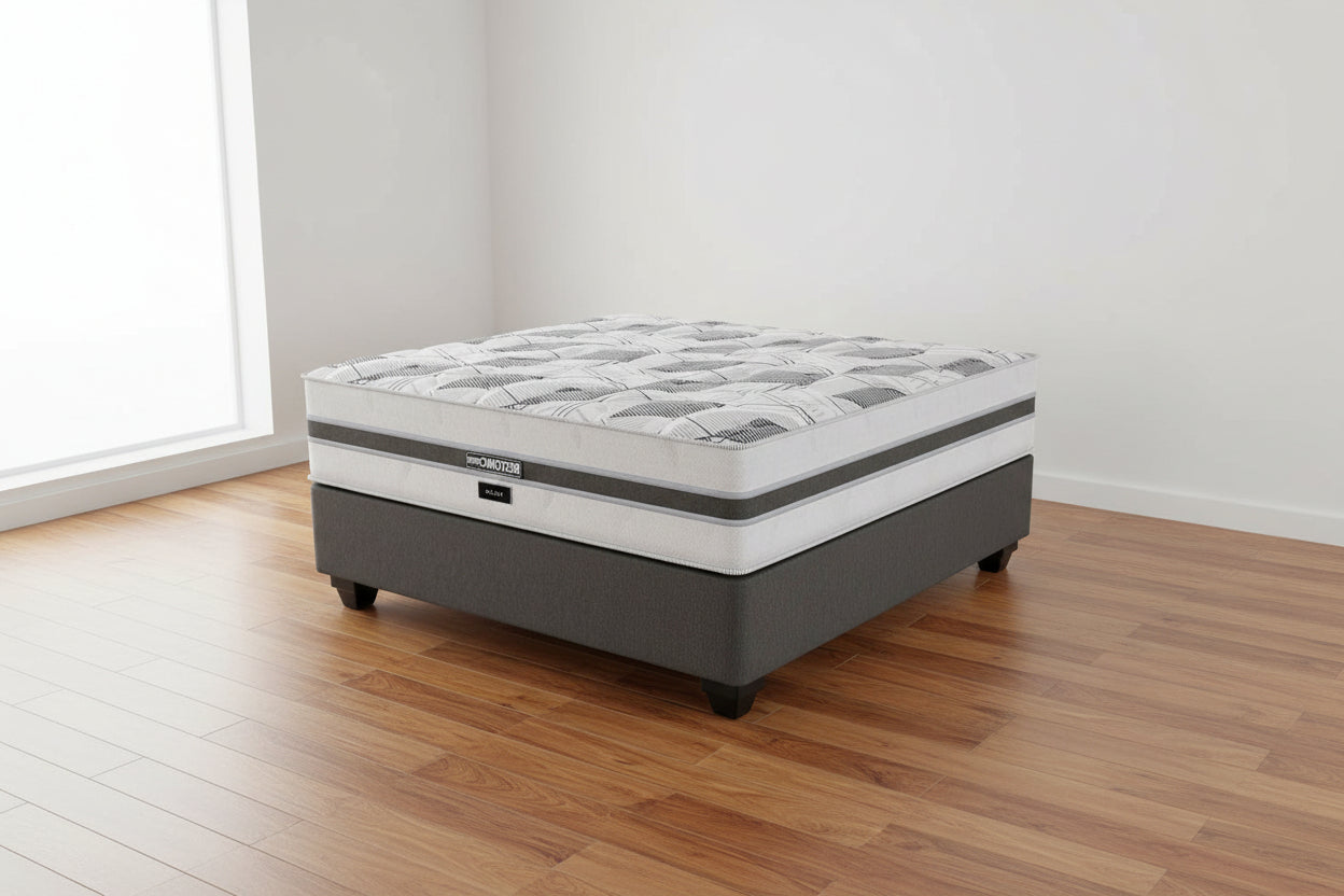 Gray and white mattress on a white background