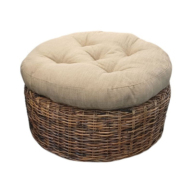 Tiger Ottoman Croco Rattan & Cushion-zoom-